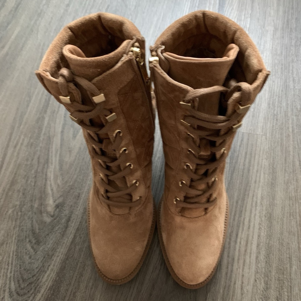 Aquatalia Iole Quilted Suede Lace-Up Booties Women 6.5 Brown Weatherproof Boots - Picture 6 of 10